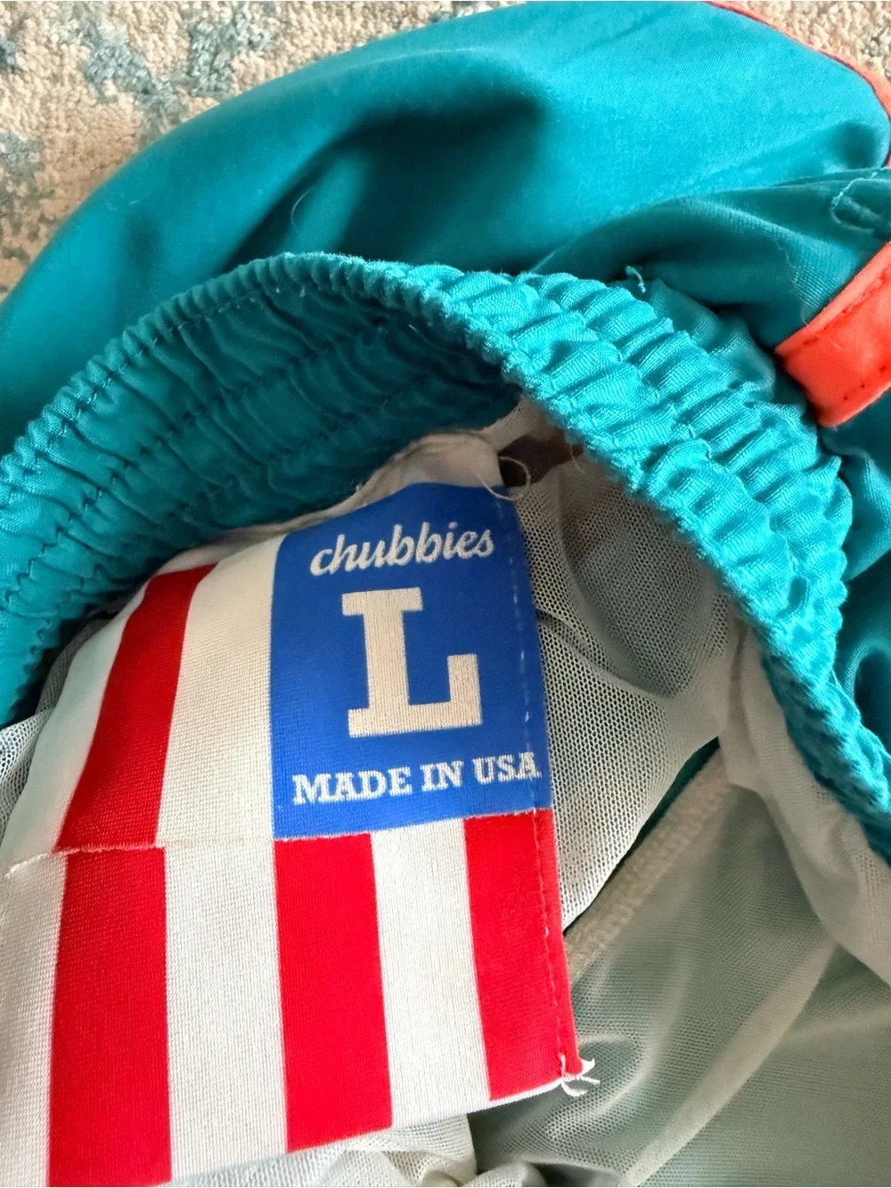 Chubbies Lined 5” Inseam Swim Trunks Teal  Orange